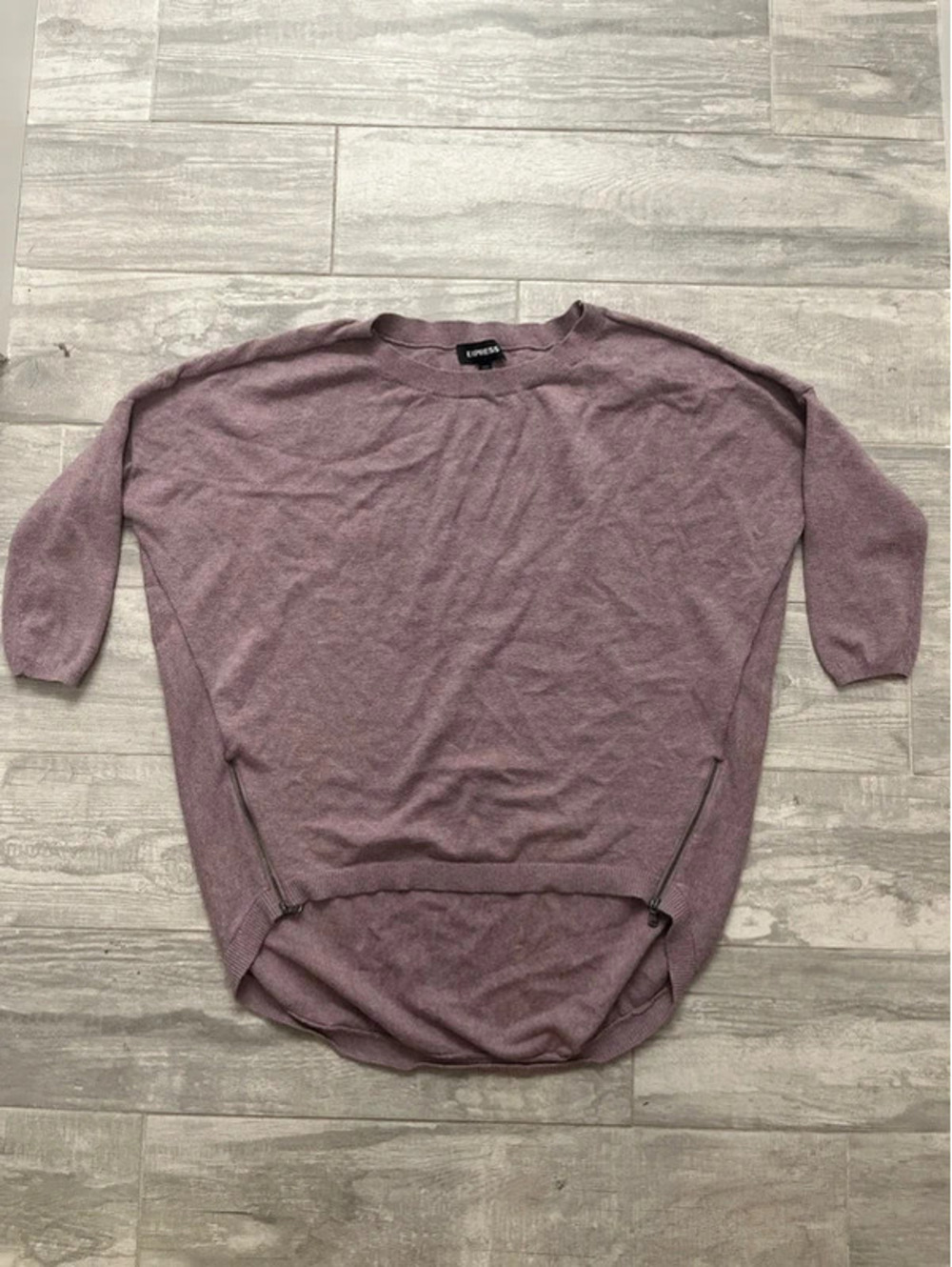 Express High Low Purple 3/4 Sleeve Sweater